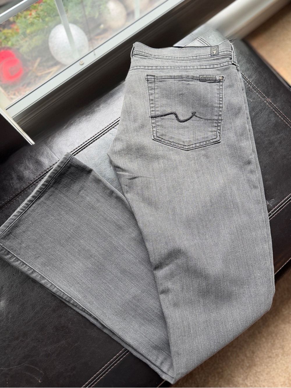 7 For All Mankind Rocker Low Rise Bootcut Jeans 31 Charcoal Black USA